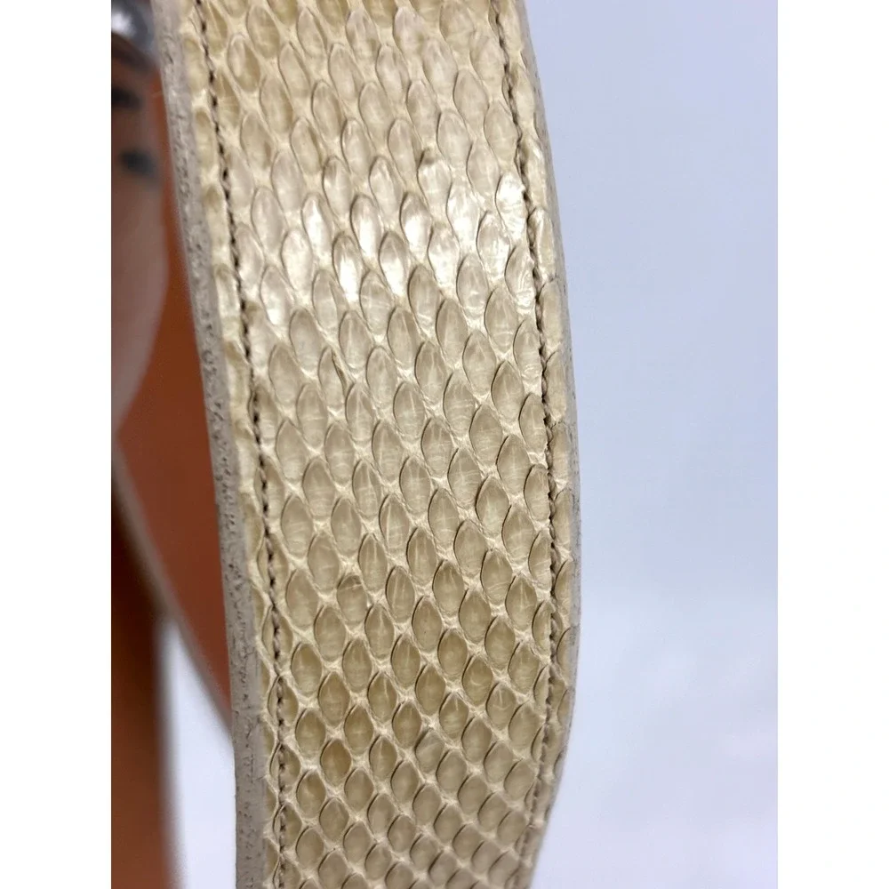 Vtg Marshall Stanton 925 Sterling Silver Buckle Snakeskin Leather‎ Belt 1996 M